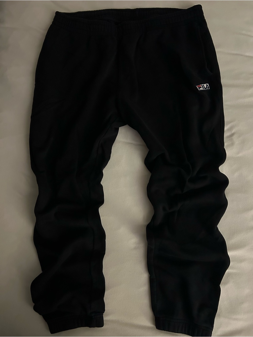 FILA Men’s Black Jogger Sweatpants Size Large Logo Athletic Casual